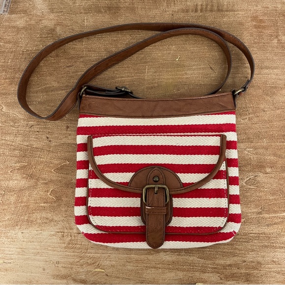 Hibou red & white striped crossbody bag - Picture 1 of 10